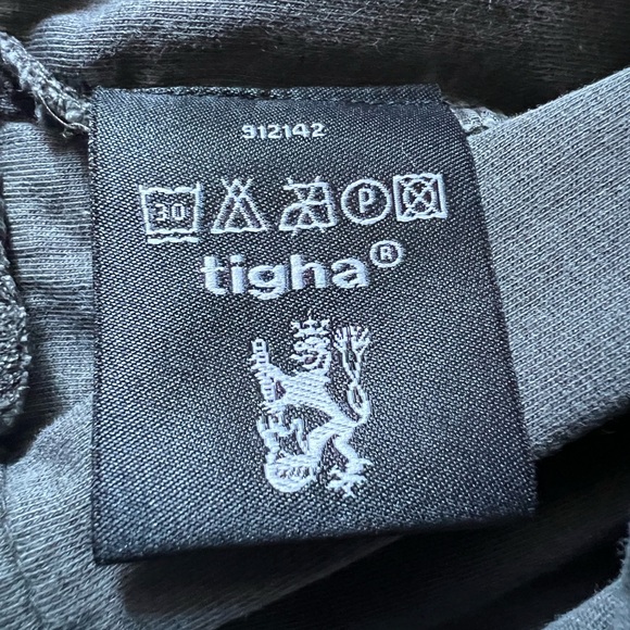 Tigha Cotton Longline Cardigan Jacket Gray Thumbhole Sleeves Biker Style Size L - Picture 11 of 14
